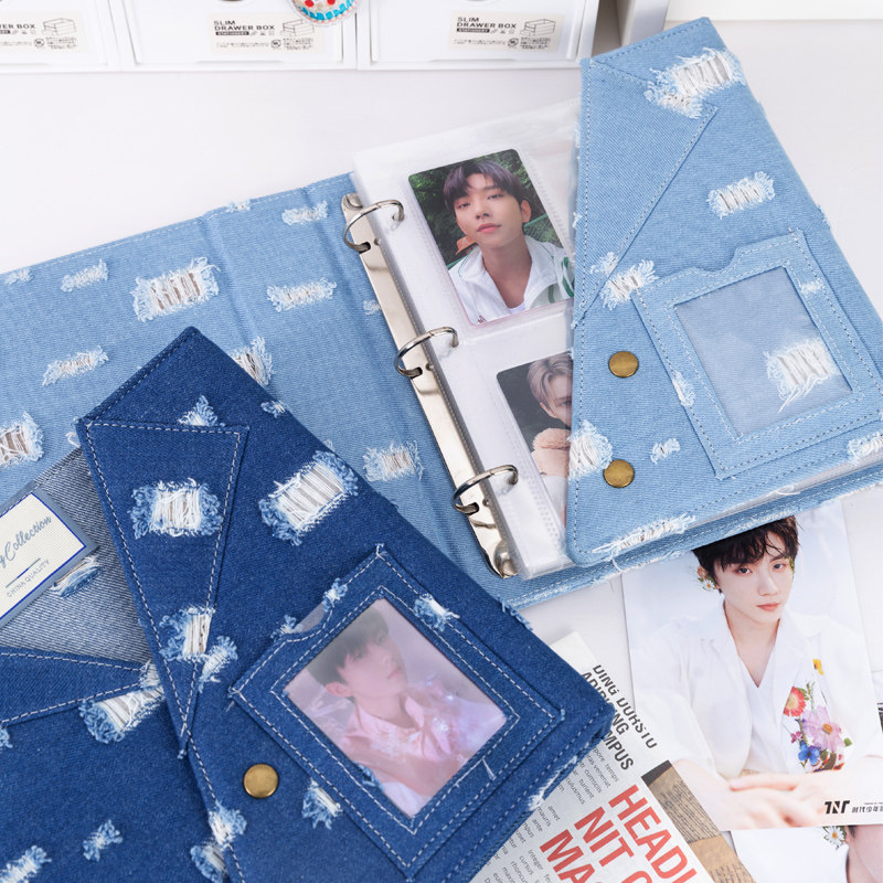 Pokemon Binder Card - สมุดใส่การ์ดขนาดใหญ่ A5 ลายเดนิมแบบดิสเทรส 3 ห่วง แบบ